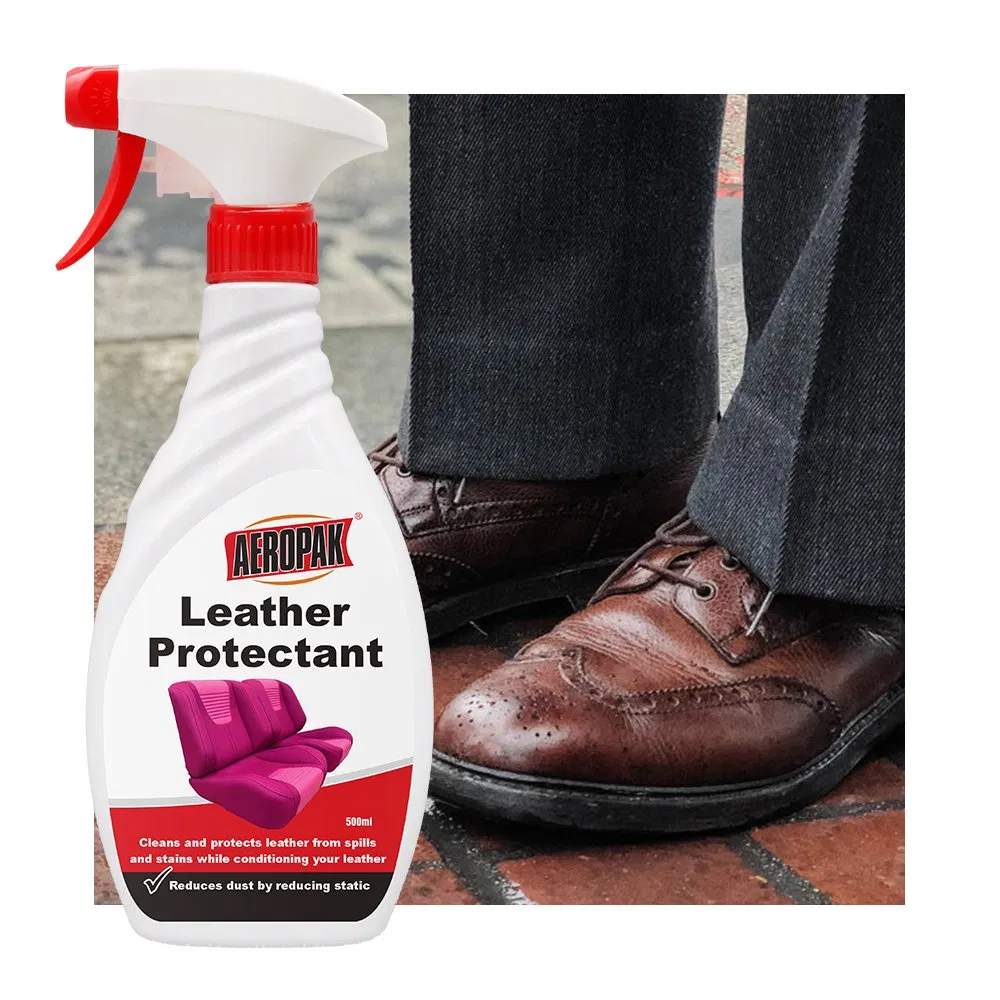 Aeropak 500ml Bottle Leather Care Products Supplier Car Leather Sofa Care Restoration Protectant Spray Leather Care Conditioner