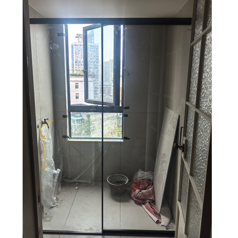 Aluminium Alloy Frame Sophisticated Sliding Door Shower for Study / Bathroom with Tempered Frosted Glass Design