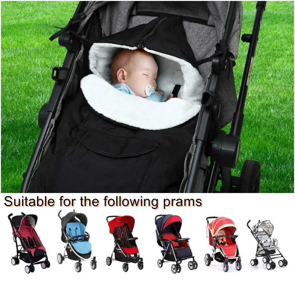 Wholesale Price Soft Fleece Lined Removable Stroller Sleeping Bunting Bag