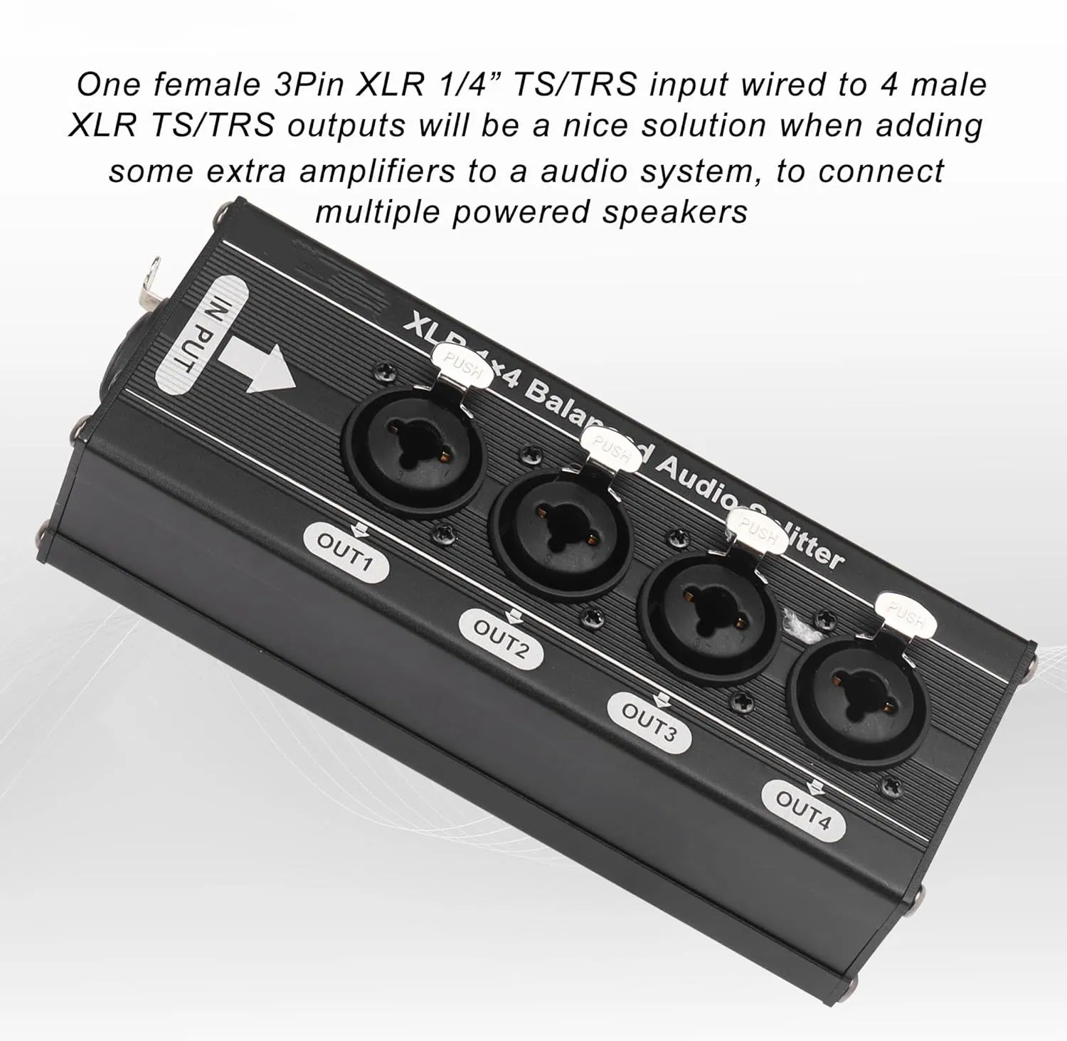 3pin XLR Ts/Trs Combo Connector 1-in 4-out Splitter Box Durable Aluminum Alloy Distribute Box with Combo Audio Jack