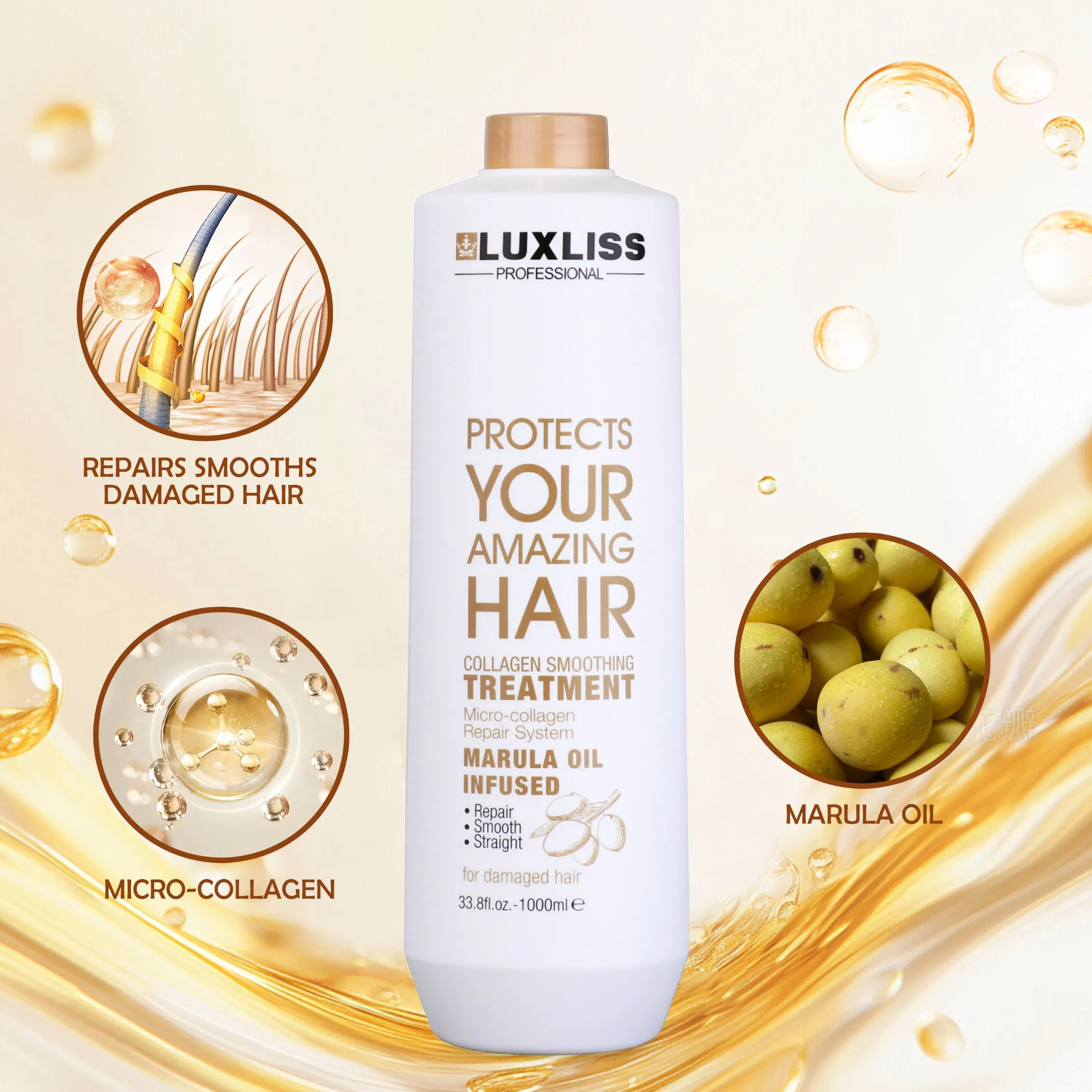 Luxliss Marula Oil Smoothing Straightening Collagen Hair Treatment Cream for Damaged Hair