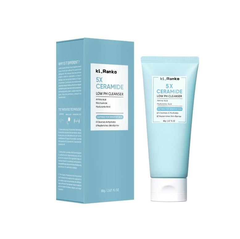 Online Wholesale Ready to Ship 5X Ceramide Low pH Cleanser Facial Wash Gentle Cleanser for Sensitive Skin 80ml Face Wash Sabun Cuci Muka Pembersih