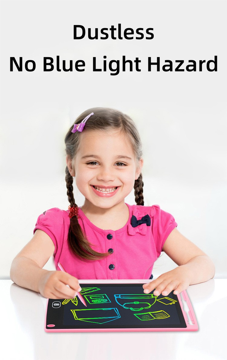 8.5 Inch LCD Writing Tablet for Kids, Colorful Doodle Board Drawing Tablet with Lock Function, Completely Erasable--Pink