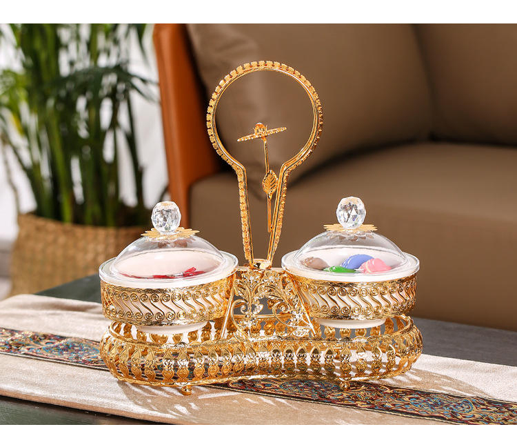 Golden Metal with Lid in Living Room Candy Box