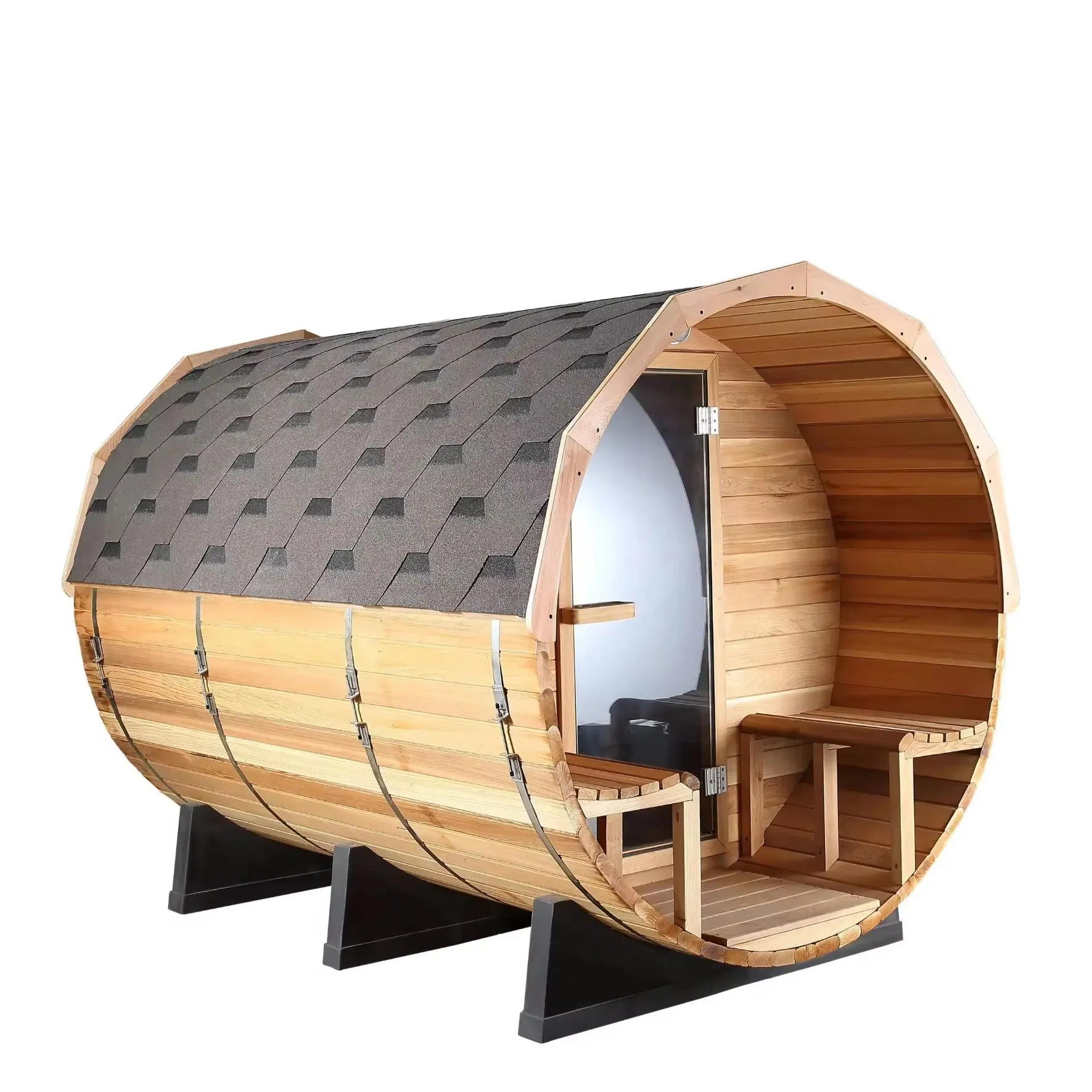 Solid Wood Outdoor Traditional Finnish Sauna Fully Equipped Outdoor Sauna Room for 1-10 Person