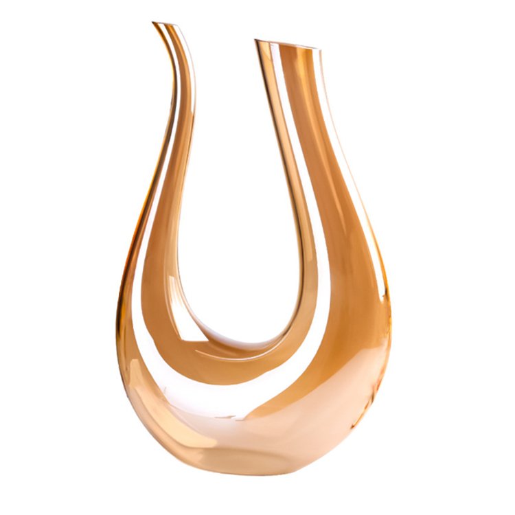 Customize Crystal Lead Free Glass U Shape Hand Blown Silk Black Arc-Shaped Red Wine Decanter Wine for Home Party