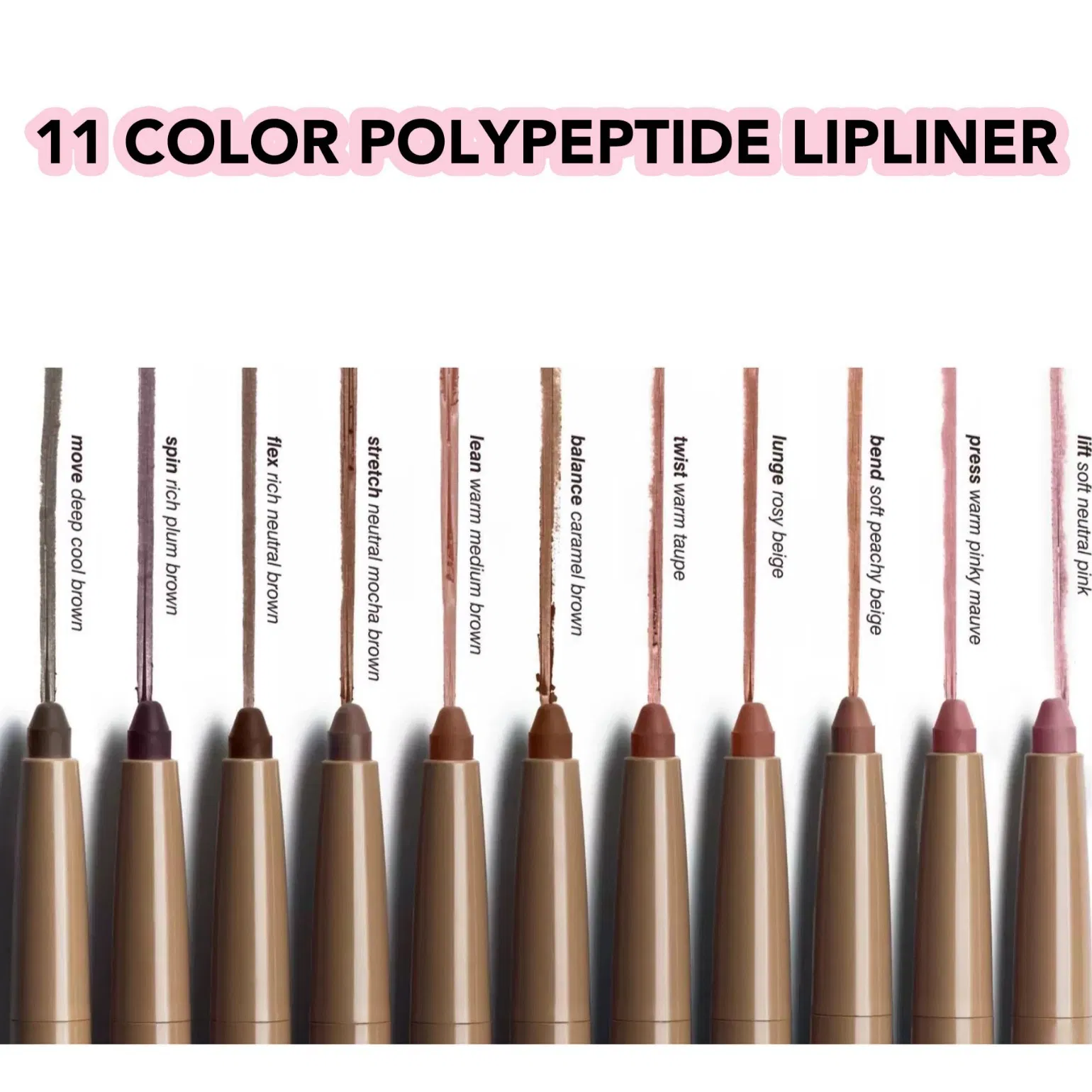 High Pigment Long Lasting Dark Brown Lip Liner Vegan Retractable Creamy Lip Liner with Silicone Applicator