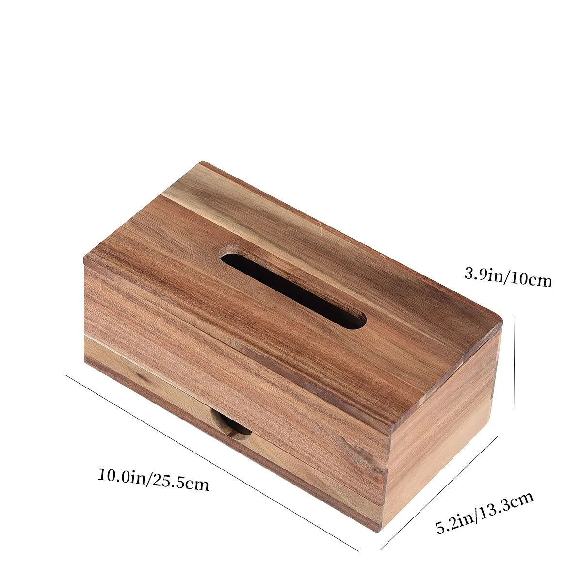 Decorative and Multipurpose Bamboo Tissue Box Wood Tissue Box with Drawer
