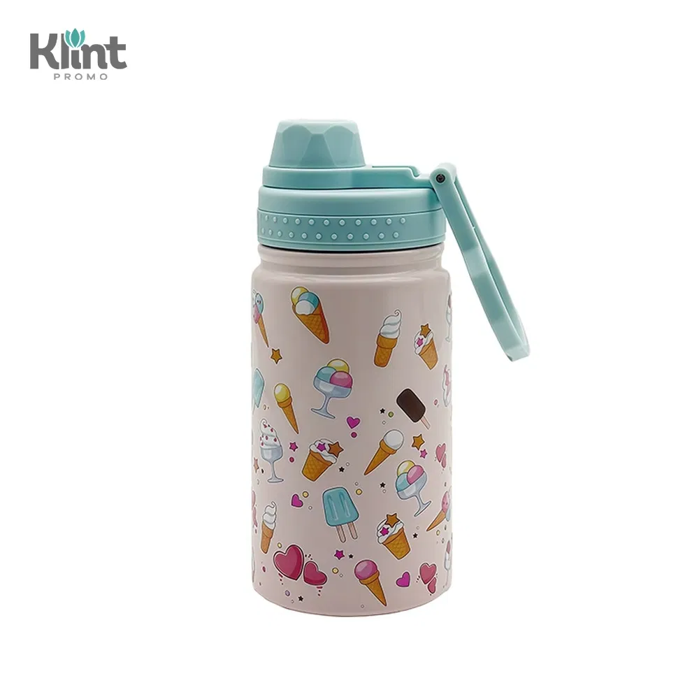 Термос 350 мл с 3D цветами и винтовой крышкой