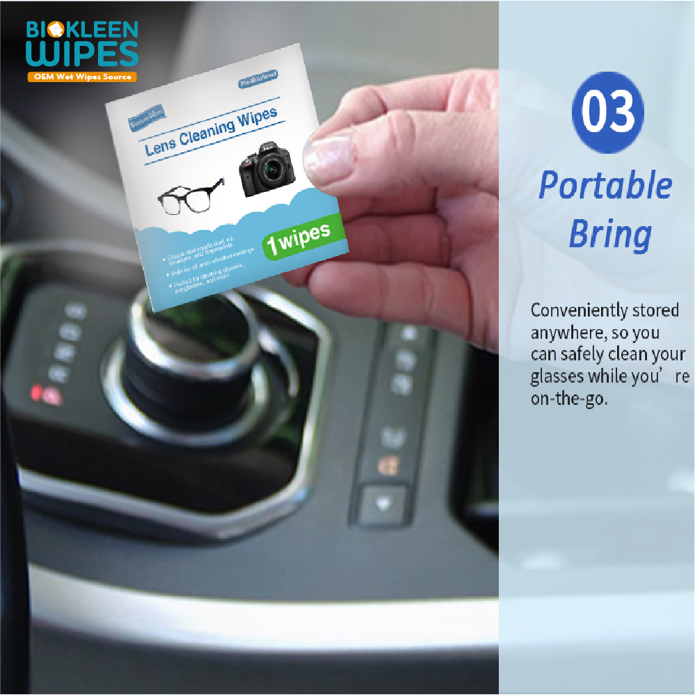 Biokleen Factory Sale Customized Lens and Eye Glasses Cleaning Wet Wipes Pre-Moistened Individual Wrapped Eye Glasses Cleaning Wipes