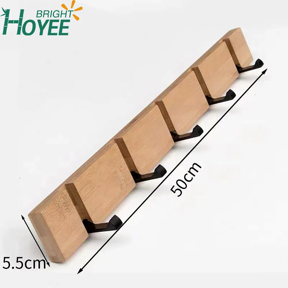 Natural Bamboo Coat Rack, Wall-Mounted Heavy Duty Foldable Coat Hooks