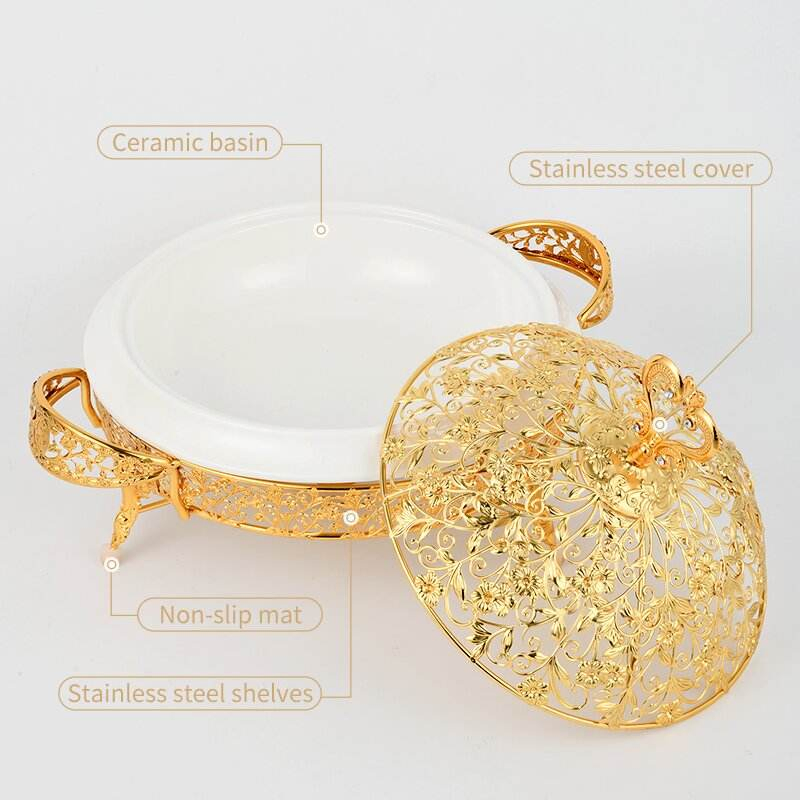 Gold Plated Iron Art Paired with Ceramic Insulated Buffet Stove