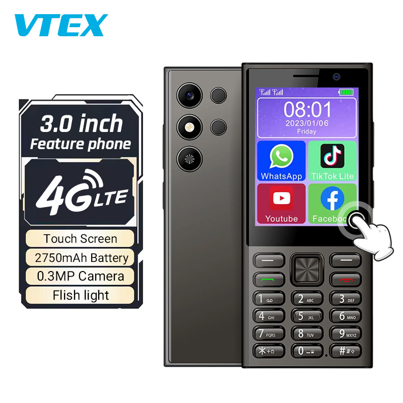 3.0" 4G Android 11 Mt6739wa CPU Touch Screen 1GB 8GB 2750mAh Battery Type-C Feature Phone