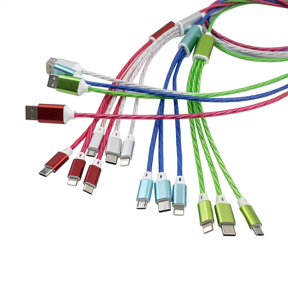 3 in 1 Data Cable Fast Charging USB Cable C Luminous