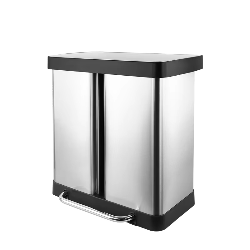 Двухсекционный мусорный бак 60 л из нержавеющей стали