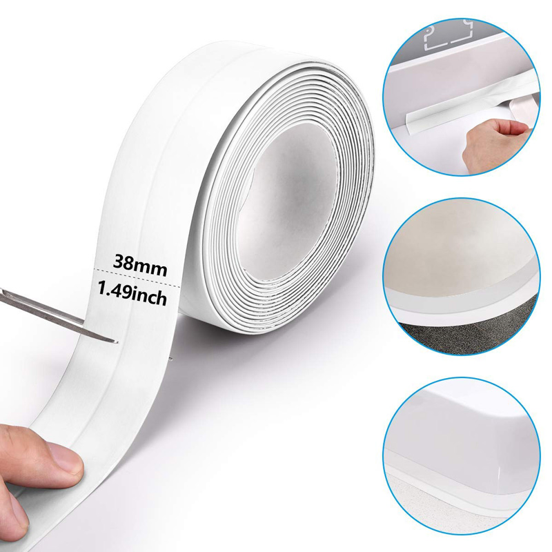 Bath & Kitchen White Caulk Tape Waterproof Self Adhesive Sealant Strip Wall Sealing Tape Caulking Tape, Caulk Strip Corner Sealant Tape for Bathroom Shower Bath