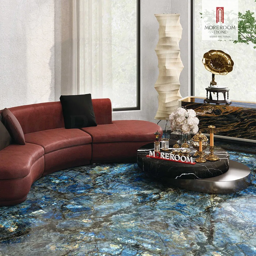 1600X3200mm Artificial Luxury Glint Gemstone Slabs Sintered Blue Agate Stone for Wall Decoration