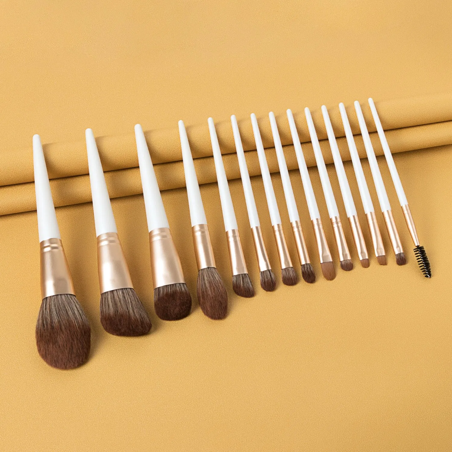 Professional Private label Makeup Brush Set Bronze Nylon Hair 14 Pieces Cosmetic Brush