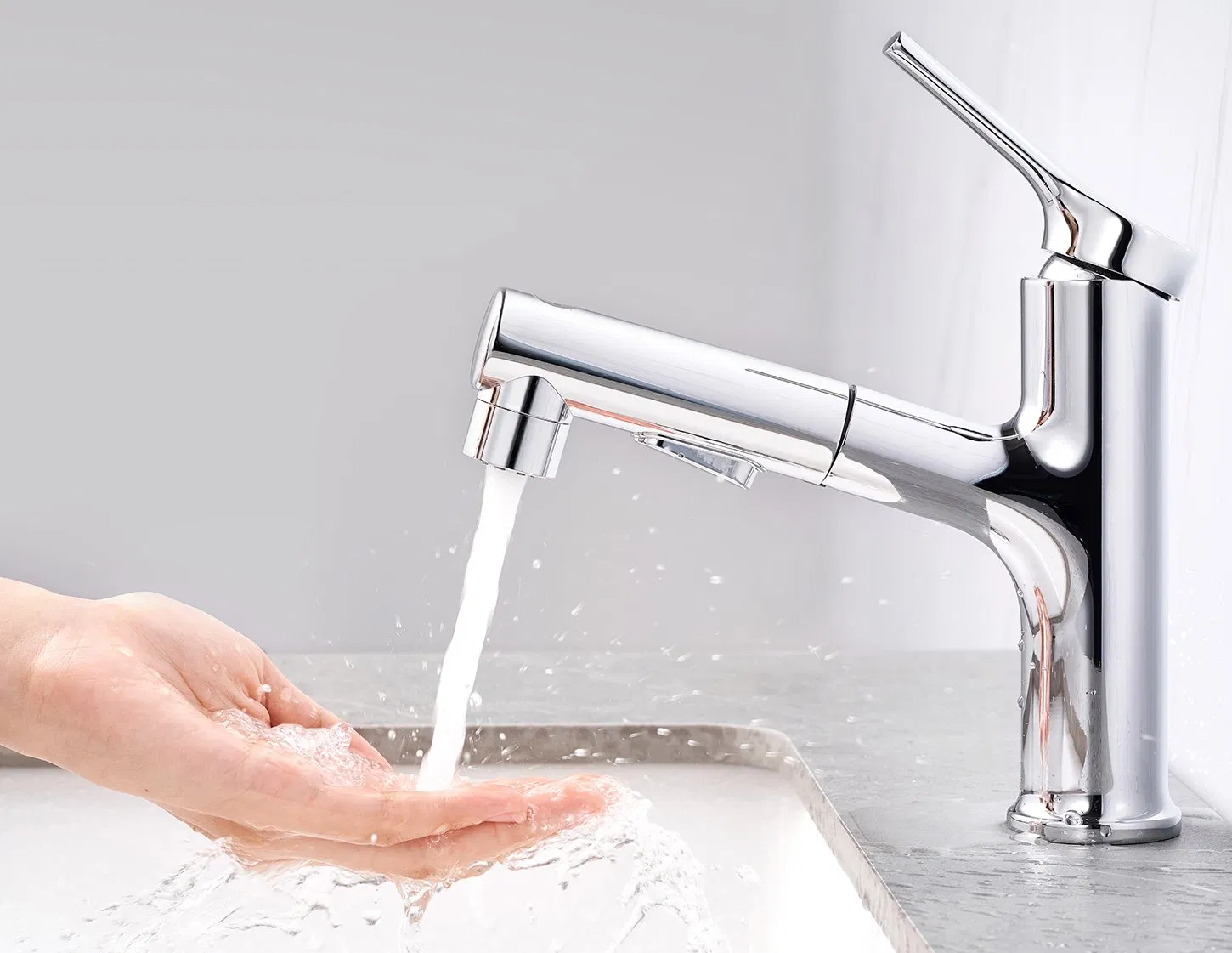 Matt Black Chrome Brass Single Lever Handle Swivel Hot Sale Bathroom Shower Bath Kitchen Wash Basin Sink Bathtub Water Mixer Faucet Tap with Pull out Pull Down