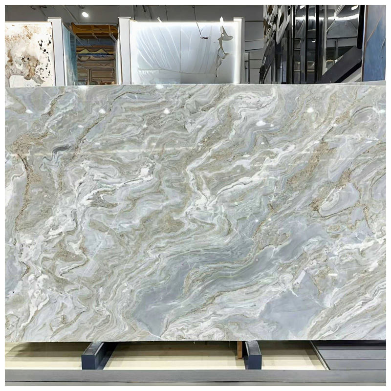 Brazilian Exotic White Avalanche Quartzite Slabs for Countertops
