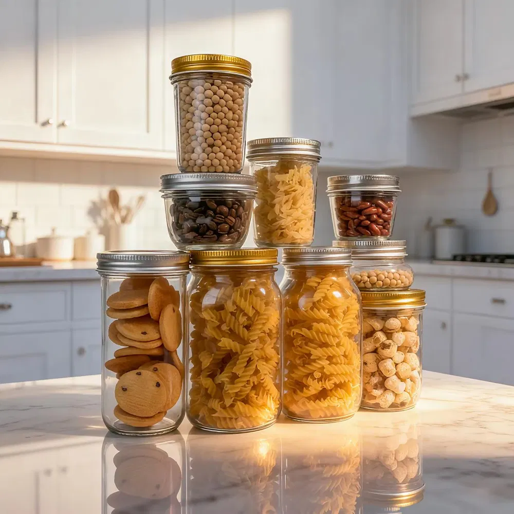 Wholesale Clear Glass Mason Jar Set 150ml 200ml 250ml 380ml Mason Jar with Metal Lid