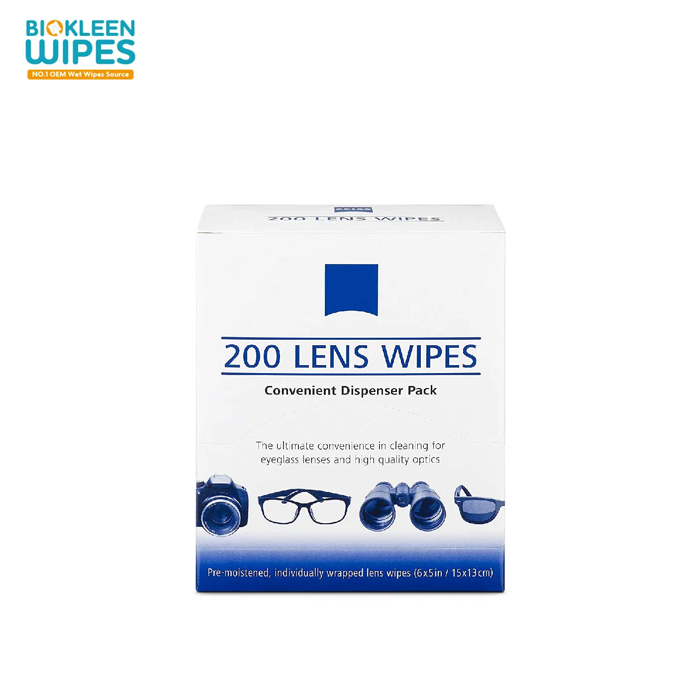 Biokleen 60 Pack Private Label Anti Fog Lens Wipes Non-Woven Fabric Eyeglass Lens Wipes Care Eye Lens Cleaning Wipes
