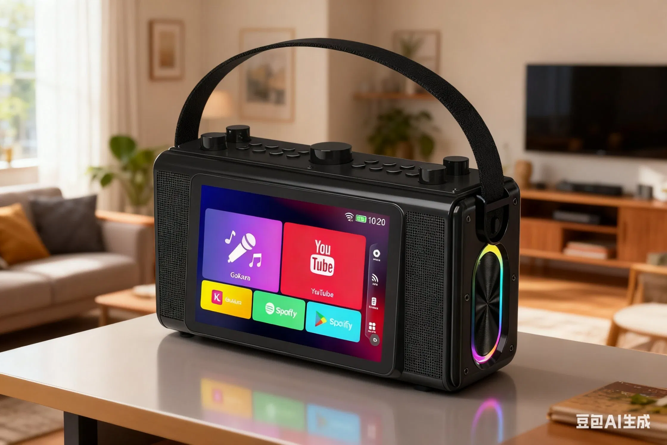 7''touch Screen Karaoke Mini Square ABS Speaker Outdoor Custom OEM Logo K10 Cheap 10W Ipx5 Waterproof Portable TF Card Wireless Speaker