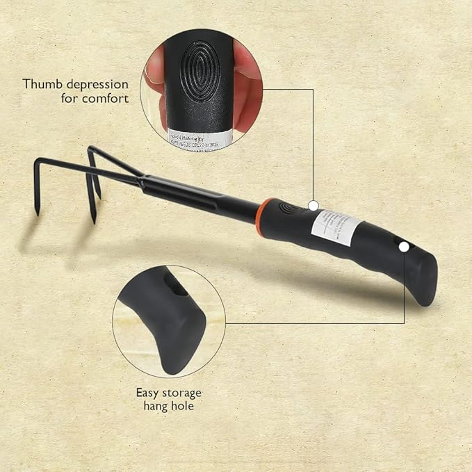 Gardening Tool Garden Cultivator with Black Rubber Grip Handle Ci11880