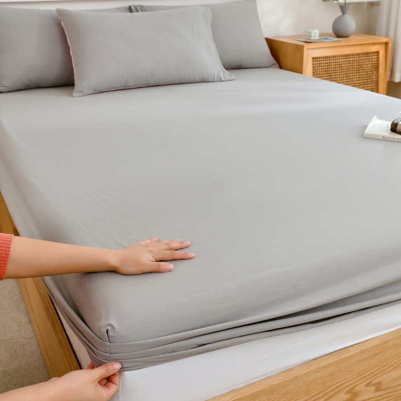 China Factory Solid Color Cotton Bedding Sheet Washed Breathable Soft Comfy Bedsheet