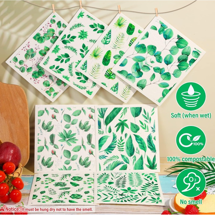Germany Wood Pulp Cotton Cloth 100% Natural Reusable Dishwashing Cellulose Sponge Cloth