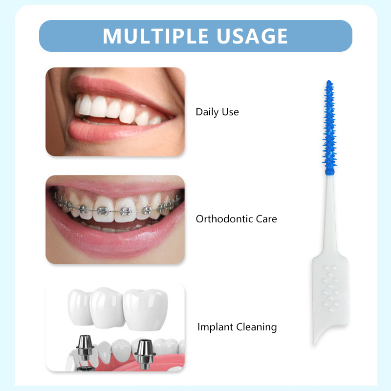 Customized Interdental Brush Toothpick Soft Rubber Dental Picks for Orthodontic Travel Case