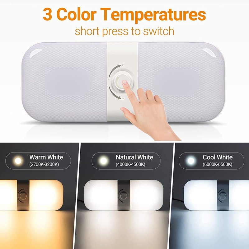 Потолочный светильник для авто, кемпера, лодки, 3 цвета, диммируемый