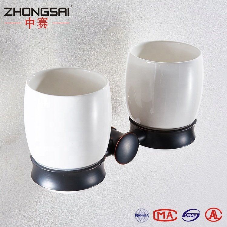 Royal Bathroom Accessories Antique Black Dual Metal Cup Tumbler Holder