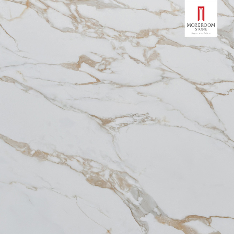 Porcelain Slab Givenchy Gold Marble Look Tiles for Luxury Villa Interior Decoration