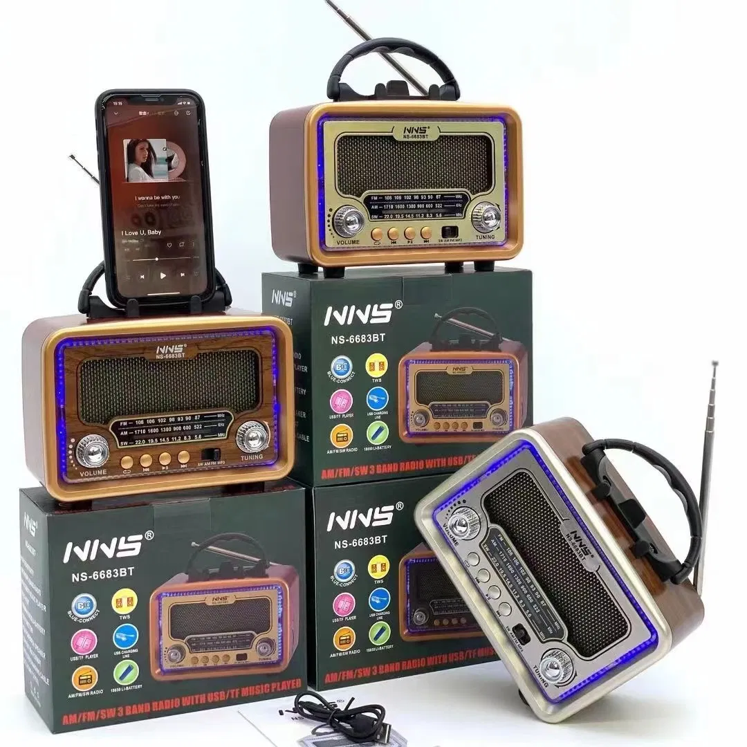 Ретро радио NS6683BT с Bluetooth, деревянный корпус