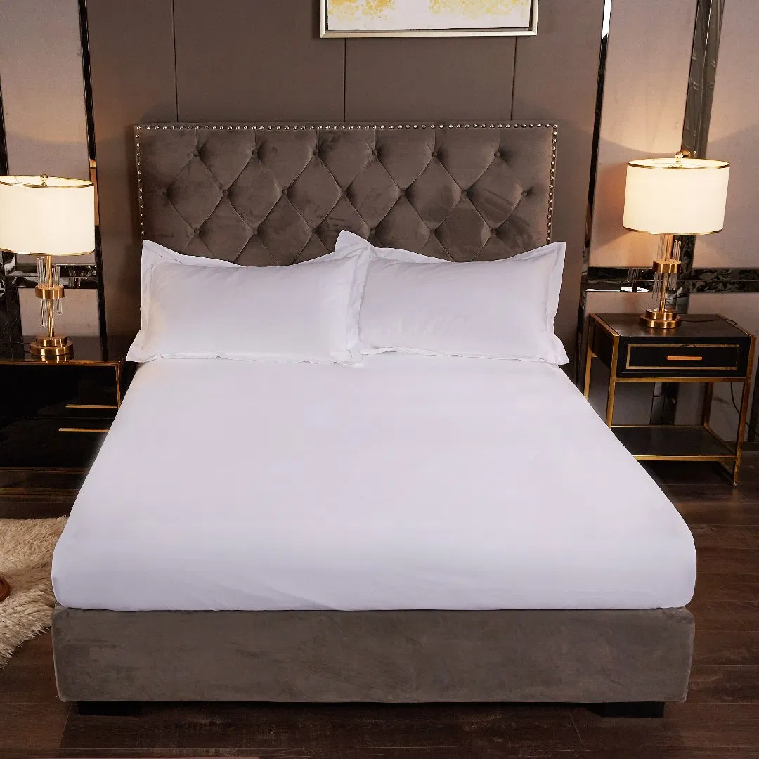Wholesale Custom Size Breathable Hotel Bedding Set White Cotton Bed Sheet