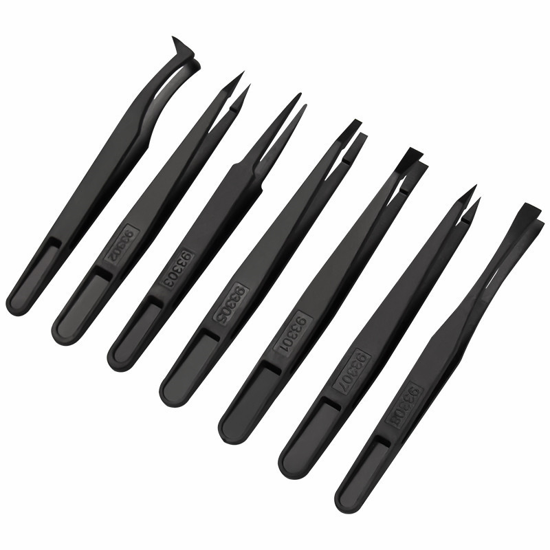 Plastic Tweezers Black Light Weight Antistatic Conductive Plastic Eyebrow Tweezers