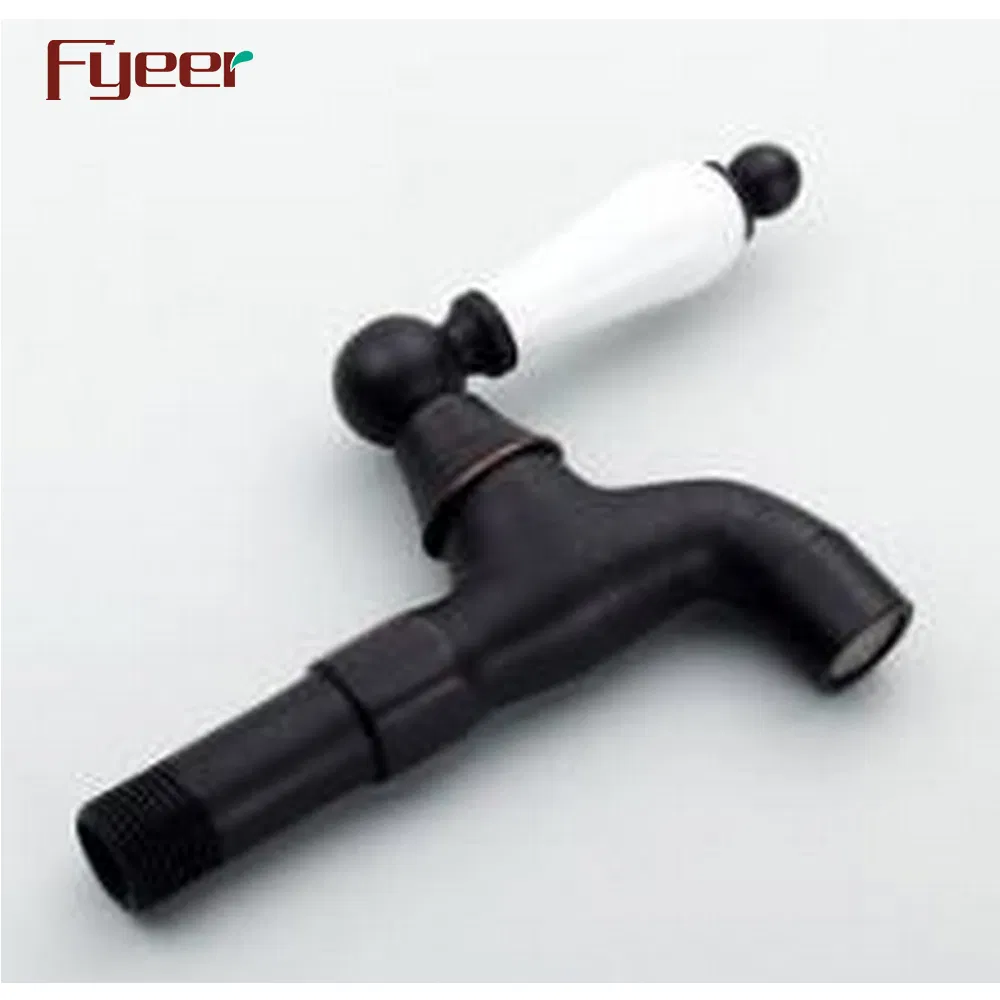 Fyeer Cold Water Bibcok Black Outdoor Garden Tap with Ceramic Handle
