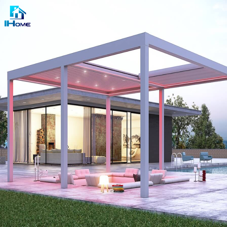 Custom Retractable Water Resistant Blade Aluminium Pergola Clear Roof Panels for Pergola