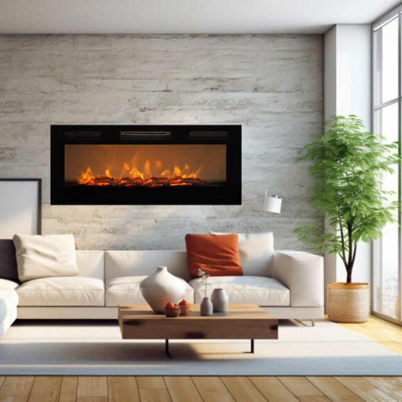 Wall Hanging and Recessed Thermostat Decor Flame Heater Fake Electric Fireplace