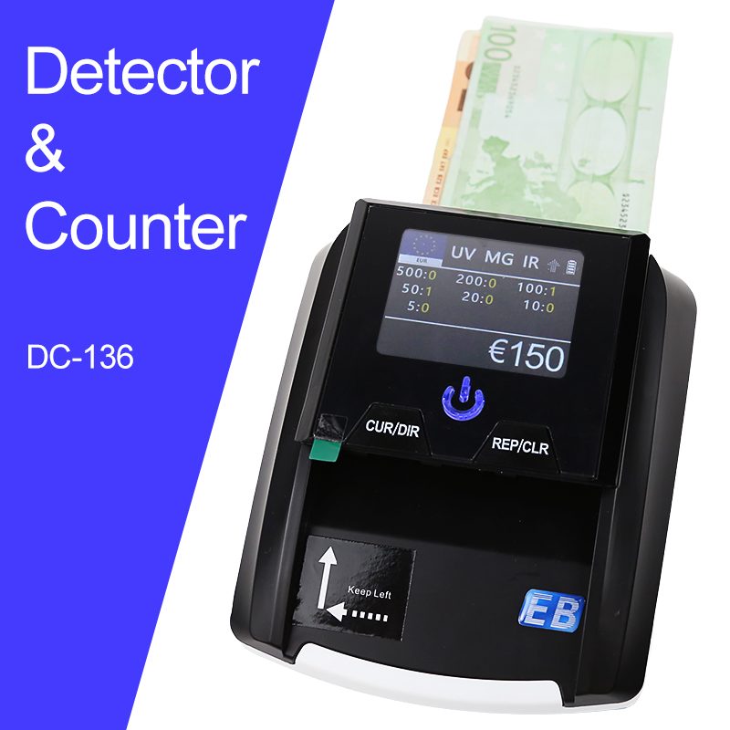 DC-136 Multi-Currency Banknote Detector Value Counting Portable Fake Money Detector Machine