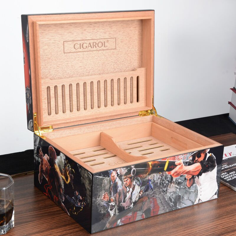 Custom High Gloss Paint Limited Edition Cedar Wood Humidor Cabinet Box