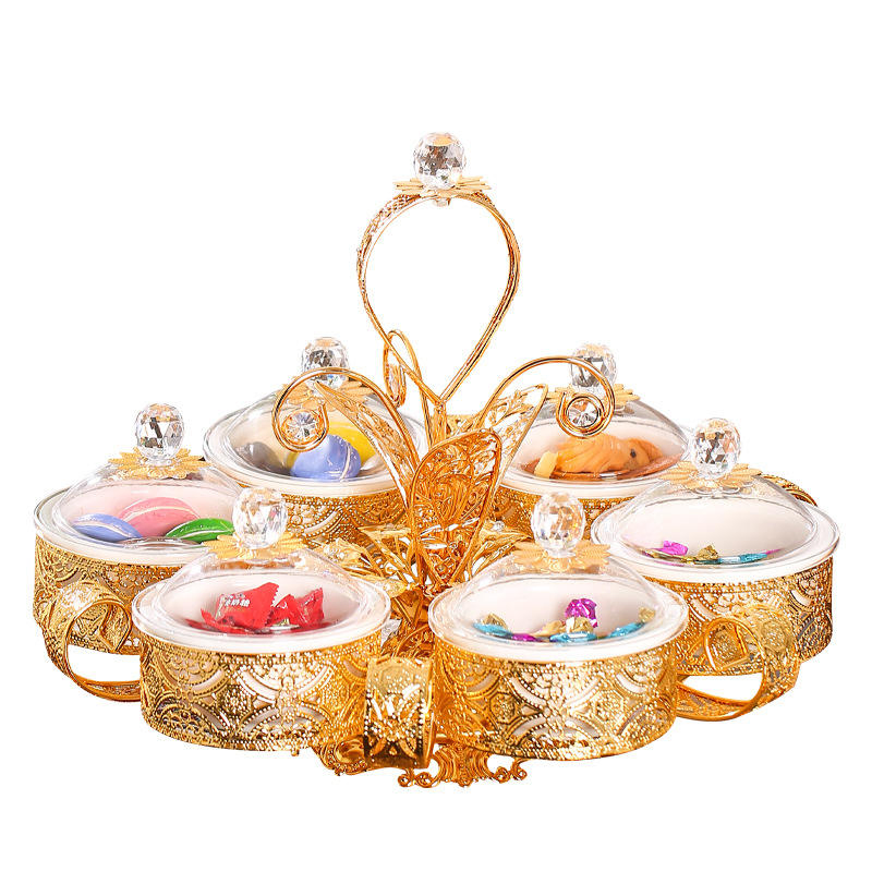 Golden Metal Wrought Iron Formula Set of 6 Acrylic Bowls