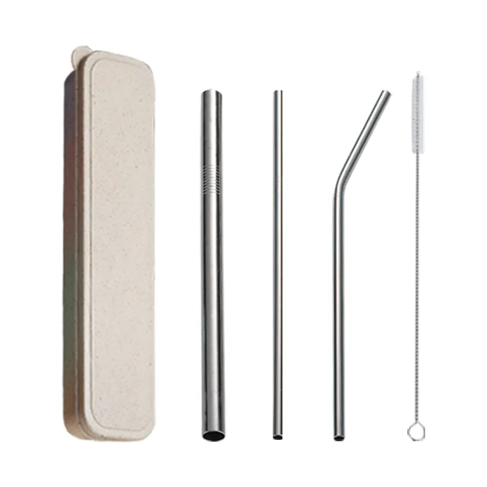 Stainless Steel Drinking Straw Sets with Case Customize Reusable 5PCS Drinkware Set