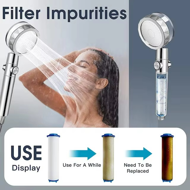 High Pressure Rotating Shower Nozzle with Mini Fan