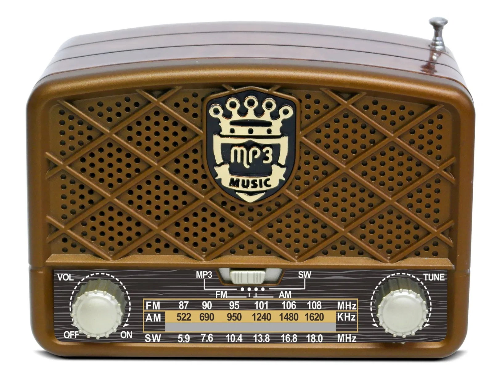 Mmeier M-138bt Portable 3-Band Am FM Sw, Consumer Electronics Portable Motorized Sound, Loud Volume, Wireless Connectivity, TF Card and M Mini Radio