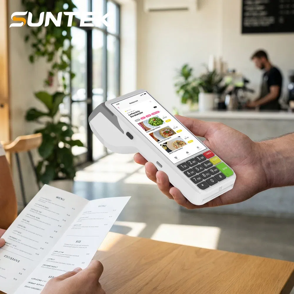 Modern Portable Cash Register Credit Card Payment Suntek Smart POS Devices with 58mm Receipt Printer
