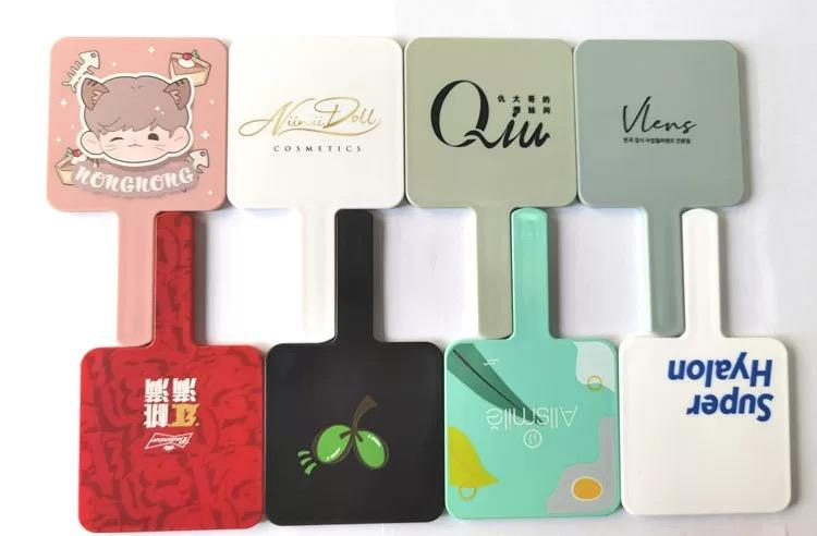 Wholesale Price Mini Makeup Mirror Logo Printing White Black Pink Hand Mirror