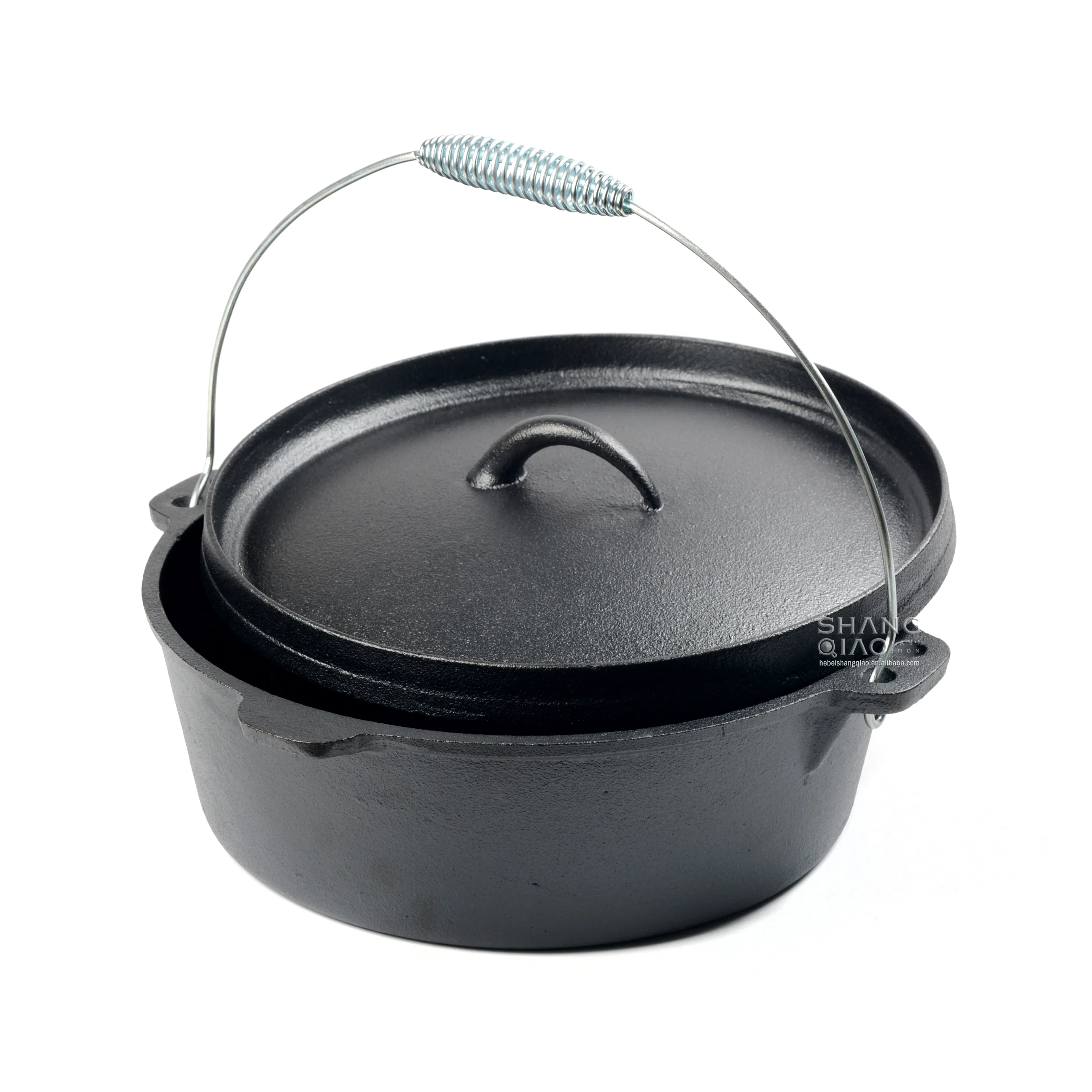 Чугунный голландский котелок для кемпинга с крышкой