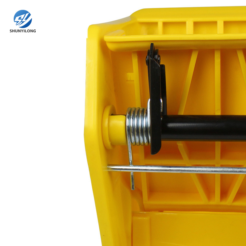 Hot Selling Yellow PP Plastic Down Press Hotel Mop Wringer Trolley Bucket